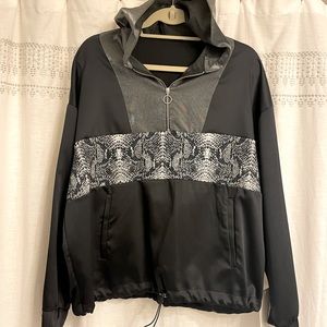 NWT Zara Snakeskin and Black Rain Windbreaker Zip-Up Jacket